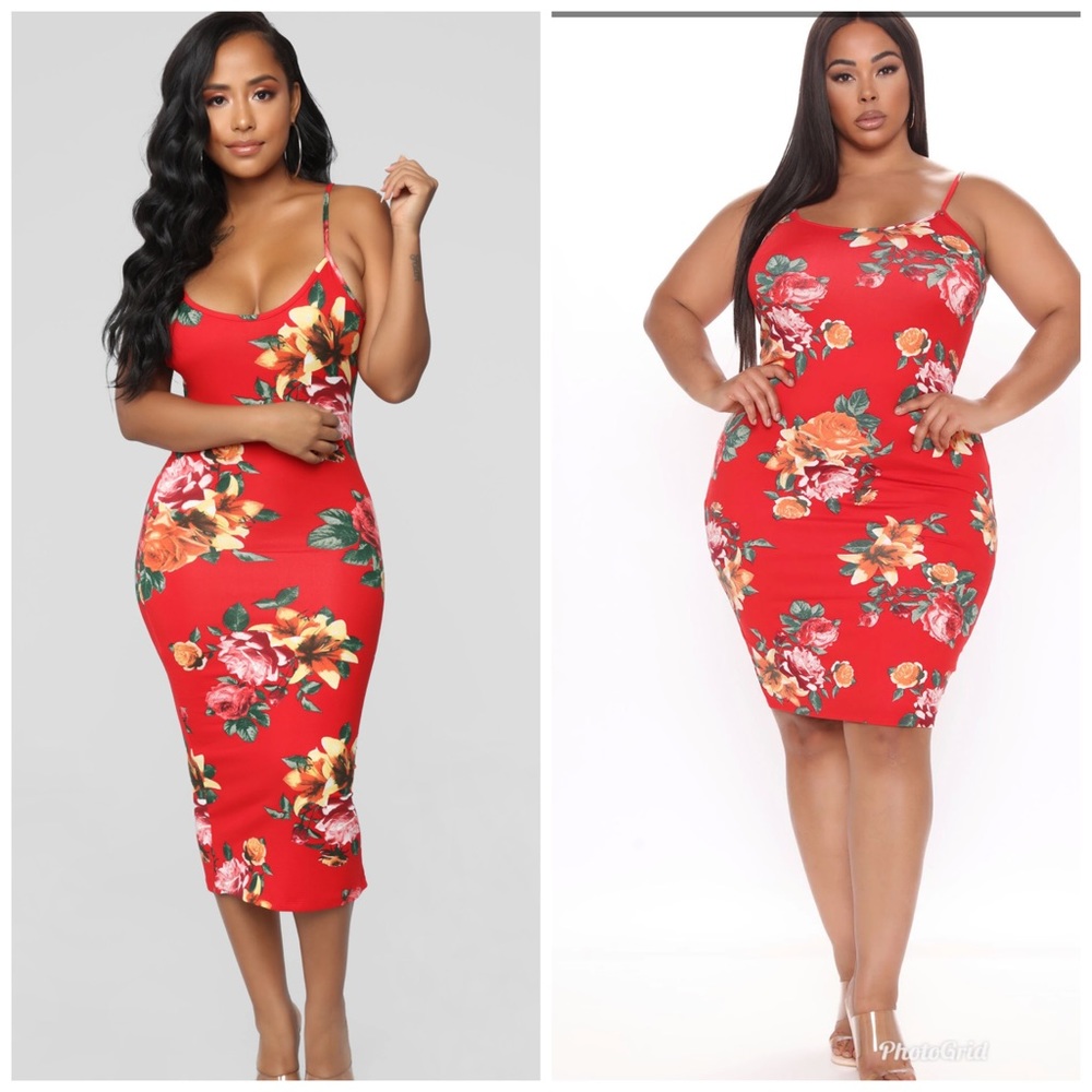 ❌SOLD❌Red Floral midi dress